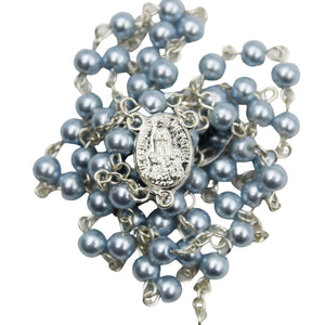 Our Lady of Fatima Made in Portugal Blue Pearl Shiny Beads Rosary