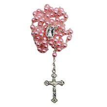 Load image into Gallery viewer, Our Lady of Fatima Made in Portugal Pearl Hot Pink Beads Rosary
