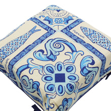 Load image into Gallery viewer, Portuguese Azulejo Inspired Cotton Bread Basket with Decorative Ties, Blue and Cream
