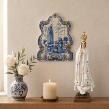 Load image into Gallery viewer, Our Lady of Fátima Ceramic Wall Plaque, Handmade in Portugal, 7.75"

