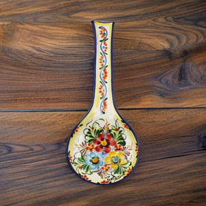 Hand-painted Decorative Ceramic Portuguese Yellow Floral Spoon Rest