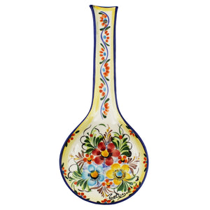 Hand-painted Decorative Ceramic Portuguese Yellow Floral Spoon Rest