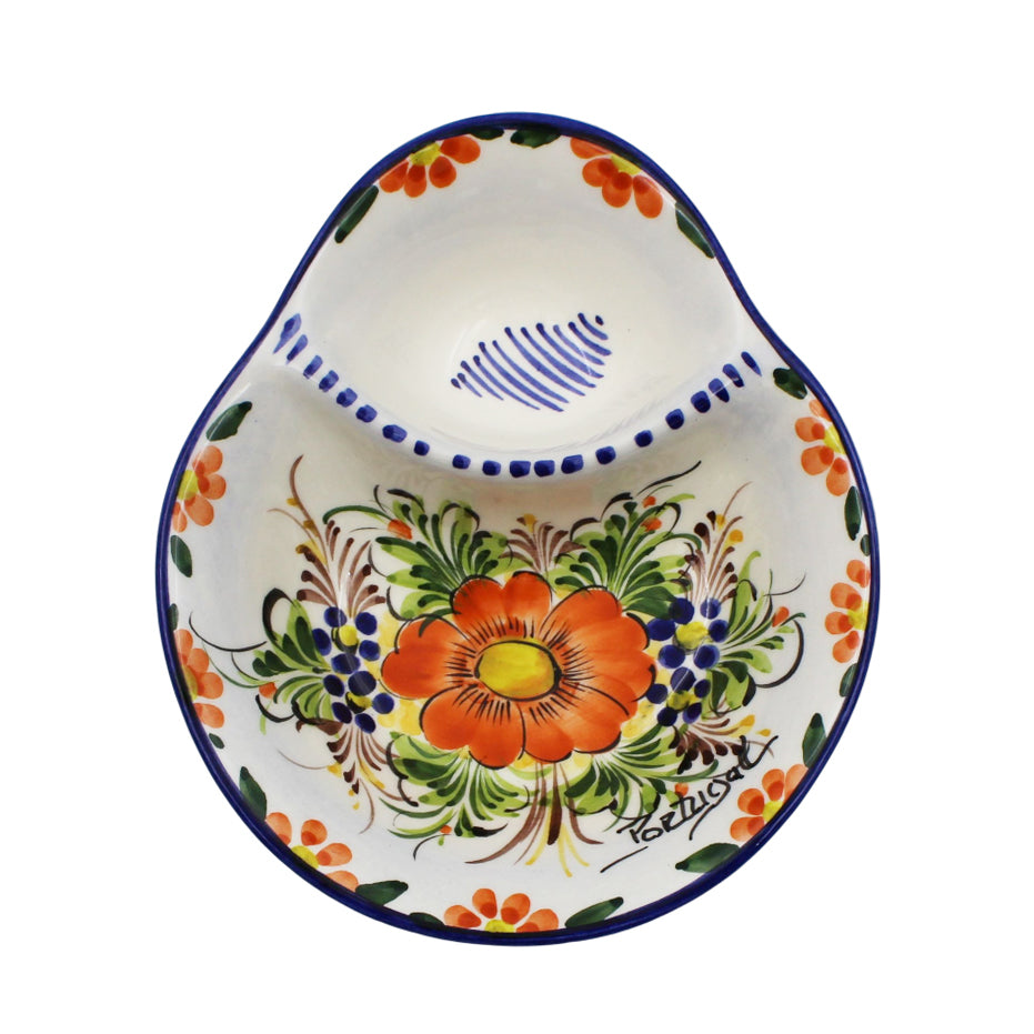 Hand-painted Decorative Ceramic Portuguese Blue Floral Olive Dish