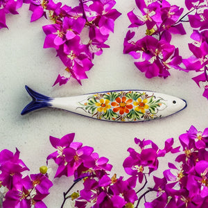 Hand-painted Floral Ceramic Decorative Portuguese Sardine