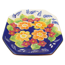 Load image into Gallery viewer, Xarazarte Primavera Floral Octagonal Platter, Hand-Painted Terracotta
