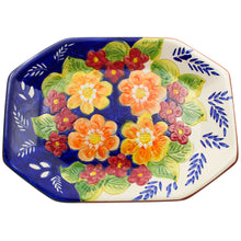 Load image into Gallery viewer, Xarazarte Primavera Floral Octagonal Platter, Hand-Painted Terracotta
