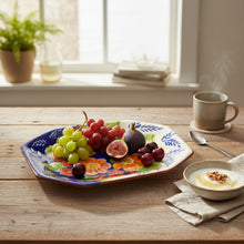 Load image into Gallery viewer, Xarazarte Primavera Floral Octagonal Platter, Hand-Painted Terracotta

