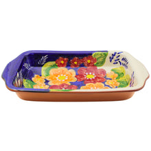 Load image into Gallery viewer, Xarazarte Primavera Floral Rectangular Baking Dish, Hand-Painted Terracotta
