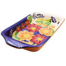 Load image into Gallery viewer, Xarazarte Primavera Floral Rectangular Baking Dish, Hand-Painted Terracotta

