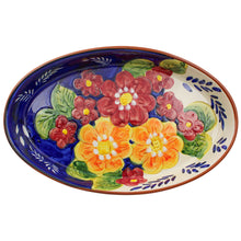 Load image into Gallery viewer, Xarazarte Primavera Floral Oval Serving Dish, Hand-Painted Terracotta
