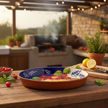 Load image into Gallery viewer, Xarazarte Primavera Floral Oval Serving Dish, Hand-Painted Terracotta
