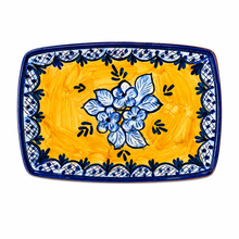 Load image into Gallery viewer, Xarazarte Azulejo Sol Small Rectangular Platter, Hand-Painted Terracotta
