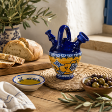 Load image into Gallery viewer, Xarazarte Azulejo Sol Decorative Piporro Jug, Hand-Painted Terracotta
