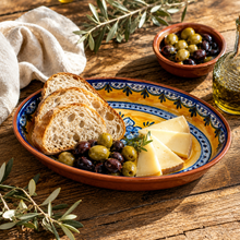 Load image into Gallery viewer, Xarazarte Azulejo Sol Oval Platter, Hand-Painted Terracotta
