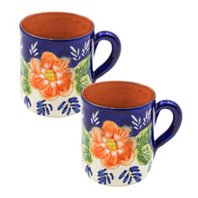 Load image into Gallery viewer, Xarazarte Primavera Floral Mug Set of 2, Hand-Painted Terracotta
