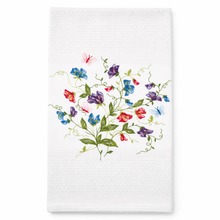 Load image into Gallery viewer, Portuguese Embroidered Cotton Tea Towels – Set of 2, 100% Cotton (28" x 20.5") - Wildflowers &amp; Butterflies
