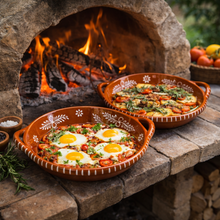 Load image into Gallery viewer, Socerâmica Hand-Painted Terracotta Frigideira Cooking &amp; Serving Dishes, Set of 2, Made in Portugal
