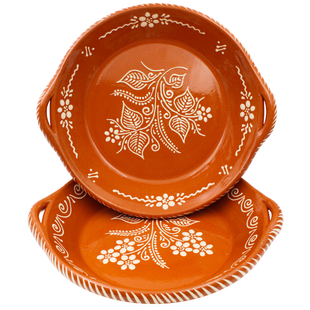 Set of 2 Portuguese Terracotta Frigideiras – Traditional Hand-Painted Clay Cooking and Serving Dishes