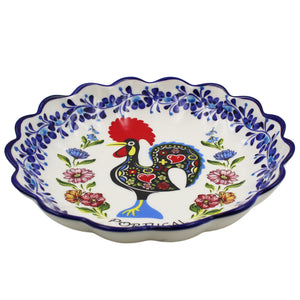 Traditional Rooster Galo Barcelos Floral Ceramic Salad Bowl
