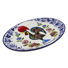 Load image into Gallery viewer, Traditional Rooster Galo Barcelos Floral Ceramic Oval Platter
