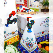 Load image into Gallery viewer, 100% Cotton Portuguese Galo de Barcelos Red Made in Portugal Tablecloth
