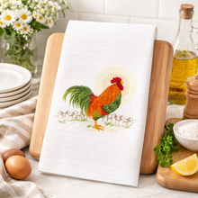 Load image into Gallery viewer, Portuguese Embroidered Cotton Tea Towels – Set of 2, 100% Cotton (28" x 20.5") - Crowing Rooster
