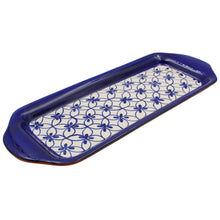 Load image into Gallery viewer, Xarazarte Geometric Blue Rectangular Platter, Hand-Painted Terracotta
