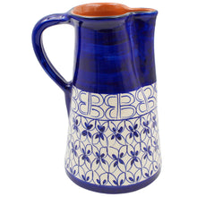 Load image into Gallery viewer, Xarazarte Geometric Blue Pitcher, Hand-Painted Terracotta
