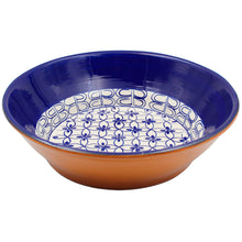 Load image into Gallery viewer, Xarazarte Geometric Blue Salad Bowl, Hand-Painted Terracotta

