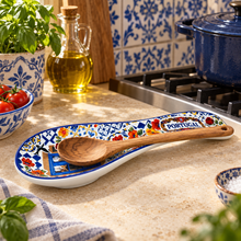 Load image into Gallery viewer, Portuguese Ceramic Spoon Rest – Azulejo Window Design, 10.5"
