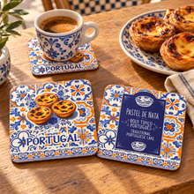 Load image into Gallery viewer, Portuguese Pastel de Nata Coaster Set with Cork Backing – Set of 6
