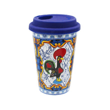 Load image into Gallery viewer, Portuguese Ceramic Coffee Cup With Lid Souvenir From Portugal
