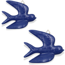 Load image into Gallery viewer, Set of 2 Hand-Painted Ceramic Swallows – Blue, Wall Decor, Made in Portugal
