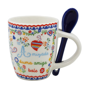 Traditional Portugal Viana Heart Ceramic Espresso Cup with Stirring Spoon and Gift Box