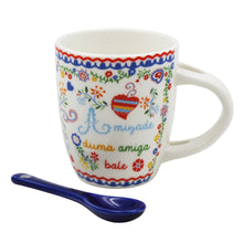 Load image into Gallery viewer, Traditional Portugal Viana Heart Ceramic Espresso Cup with Stirring Spoon and Gift Box
