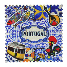 Load image into Gallery viewer, Portuguese Icons &amp; Azulejo Pattern Wooden Coasters - Set of 6 with Holder
