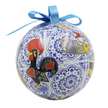 Load image into Gallery viewer, Portugal Christmas Ornament with Blue Azulejo-Style Design and Blue Ribbon
