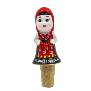 Traditional Minho Portugal Red Rancho Dancer Bottle Stopper