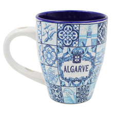 Load image into Gallery viewer, Algarve Blue Azulejo Pattern Ceramic Mug with Integrated Spoon
