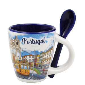 Porto Portugal Cityscape Ceramic Espresso Cup Set - 4oz Espresso Cup with Spoon & Gift Box