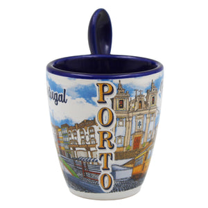 Porto Portugal Cityscape Ceramic Espresso Cup Set - 4oz Espresso Cup with Spoon & Gift Box