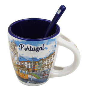 Porto Portugal Cityscape Ceramic Espresso Cup Set - 4oz Espresso Cup with Spoon & Gift Box