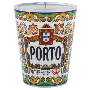 Traditional Porto Portugal Tile Azulejo Shot Glasses, Set of 2