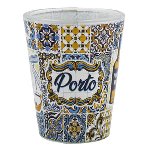 Traditional Porto Portugal Blue Tile Azulejo Shot Glasses, Set of 2