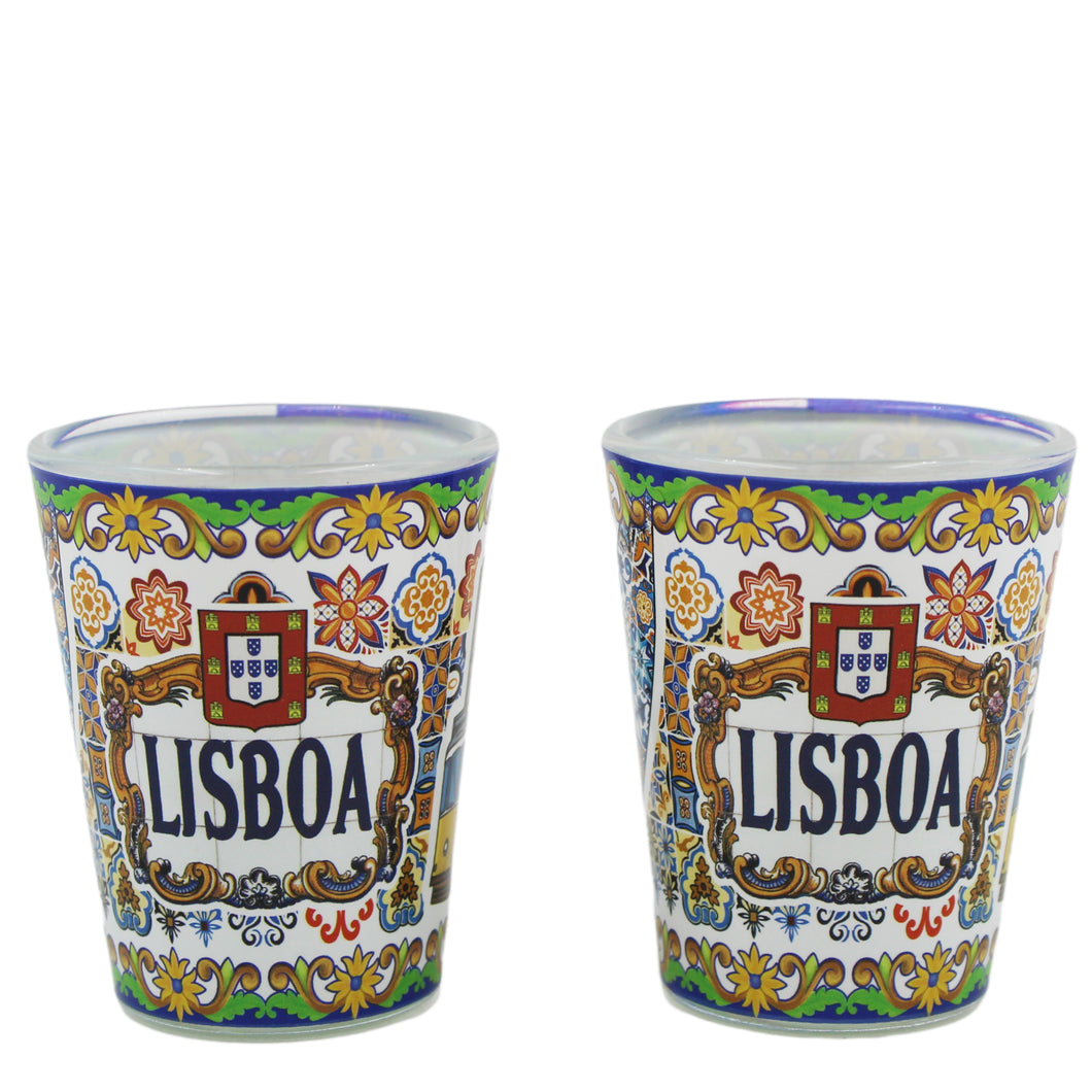 Lisbon Portugal Traditional Icons Shot Glasses, Set of 2