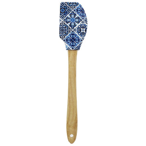 Portuguese Blue & White Azulejo Silicone Baking Spatula with Wooden Handle