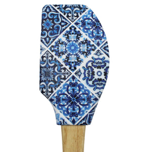 Portuguese Blue & White Azulejo Silicone Baking Spatula with Wooden Handle