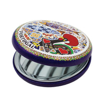 Load image into Gallery viewer, Portuguese Pocket Mirror with Barcelos Rooster, Sardine, and Azulejo Pattern
