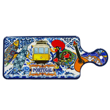 Load image into Gallery viewer, Traditional Portuguese Icons Blue Tile Azulejo Ceramic Serving Tray, Decorative Tray
