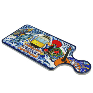 Traditional Portuguese Icons Blue Tile Azulejo Ceramic Serving Tray, Decorative Tray